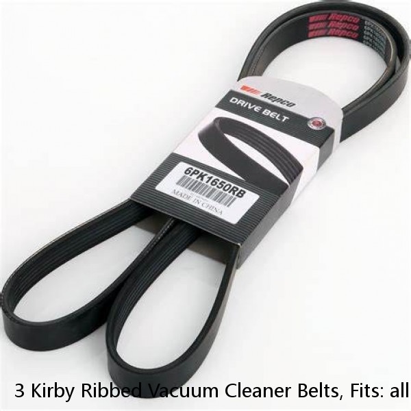 3 Kirby Ribbed Vacuum Cleaner Belts, Fits: all Kirby upright vacuum cleaners 196